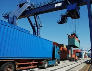 Derby Logistics loading up some storage containers